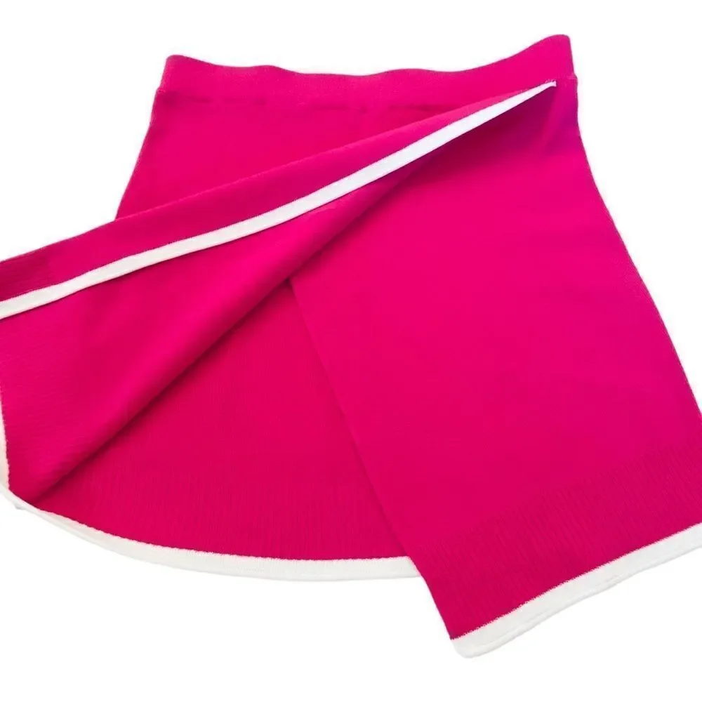 Nichole Lynel Sydney Hot Pink Contrast Trim Asymmetrical Knit Mini Skirt Sz M